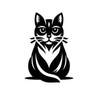 Bold Black and White Geometric Cat Symmetrical Featuring a Stylized Feline with Striking Details and Minimalist Aesthetics. vector