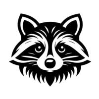 Vectorized Portrait of a Playful Raccoon Black and White, Simple and Charming , Isolated, EyeCatching, Flat vector