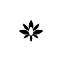Minimalist Black White Lotus Flower with Layered Petals and Soft Shadows on White Background. vector