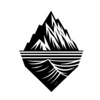 Black and White Mountain and Water Stylized, symmetrical, and minimalist representing a mountain reflected in water. vector