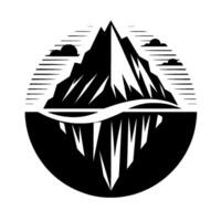 Black and White Mountain Landscape with Reflection in a Circular Frame, Abstract Nature vector