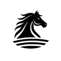 Bold Black Horse Head Silhouette over Wave Pattern, Minimalist and Concept with a strong presence. vector