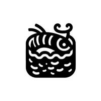 Minimalist black and white stylized of a sushi roll with fish elements, a swirling garnish, and a textured . vector