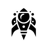 Sleek Black and White Rocket with Curved Window, Fins, and Floating Dots, Set Against a Clean White Background. vector