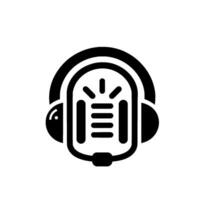 Minimalist Black of Microphone and Headphones, Ideal for Podcast, Recording, and Audio Content Concepts. vector