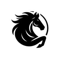 Dynamic Black Silhouette of a Rearing Horse Within a Circle, Depicting Power and Grace. vector