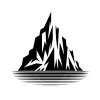 Bold monochrome mountain with jagged peaks and water lines, minimalist and striking. vector