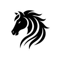 A stylized, monochromatic of a horses head, focusing on a flowing mane and elegant, simple features, set against a clean white background. vector