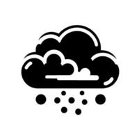 Stylized Black Cloud with Falling Hail Representing Weather Conditions, Isolated on White Background. vector
