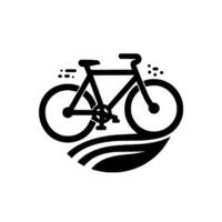 Stylized Black Bicycle on a Leaflike Element with Speed Strokes, . vector