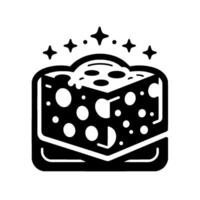 Sparkling Illustration of a Cheese Wedge with Numerous Holes, and Stars above it, against a white background. vector