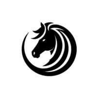 A Bold, Minimalist Black Horse Head Within a Circular Frame, Showcasing Elegance and Strength on a White Canvas. vector