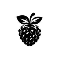 Bold Black and White A Stylized Raspberry with Detailed Berries and Leaves, Set Against a Pure White Background, Minimalist Art. vector