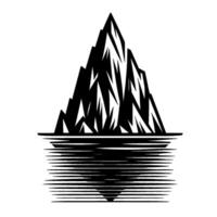 Bold Black White Angular Mountain Peak Reflected Image in HorizontalLine Water. vector