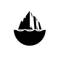 Black and White Minimalist of an Iceberg Floating in a Circle, Representing Cold, Ocean and Wilderness. vector