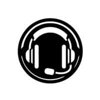 Monochromatic Round Featuring a Stylized Headset, Minimalist for Customer Service or Tech Support. vector