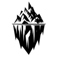 Stylized Black and White Illustration of an Iceberg with Sharp Angular Peaks and its Underwater Reflection vector