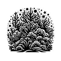 Abstract Black and White Silhouette Composition of Flora with Dots and Stars, Artistic Round . vector