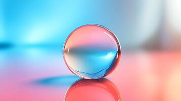 Translucent sphere reflecting vibrant colors A captivating blend of light reflection and visual harmony in a clean studio setting photo