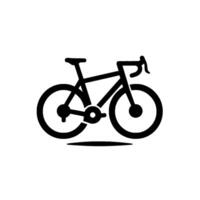 Minimalist black and white illustration of a road bicycle with a soft shadow, on textured white background. vector