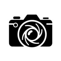 Minimalist of a Black and White Digital Camera with Detailed Lens and Aperture, Isolated on White vector