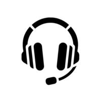 Bold, Black and White Illustration of a Headset with Microphone on a Blank Canvas for Communication or Customer Support. vector