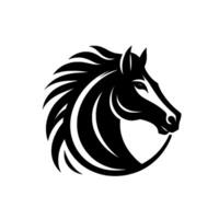 Majestic Black Horse Head in a Circular Frame, Emphasizing Bold Lines and Silhouette in Minimalist Monochrome Style. vector