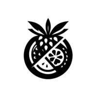 Abstract Black and White Fruit Fusion Pineapple, Orange, and Watermelon Slice, Clean on White Background. vector