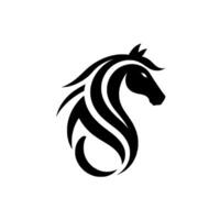 Monochromatic horse head with flowing mane and abstract, stylized lines, set against a clean white background. vector