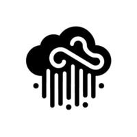 Stylized Black Cloud with Rain and Wind Elements in a Clean, Minimalist on White Background. vector