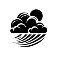 Stylized Black and White Illustration Dramatic Clouds with Sun and Rain, Creating a Dynamic Weather vector