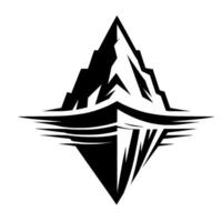 Symmetric Monochrome Mountain with Abstract Pointed Geometry, Reflective Impression, and Sharp Contrast. vector