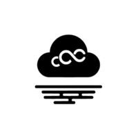 Minimalist Cloud with Infinity Symbol Above a Reflective Horizon in Monochrome. vector