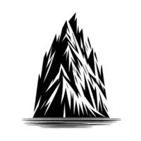 Abstract Mountain Silhouette A striking monochrome representation of a jagged, pyramidal mountain, set against a stark white background. vector