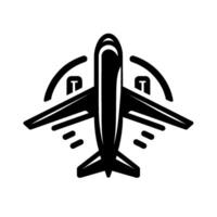Minimalist Black and White Airplane , , Simplified Plane with Arc Details, Clean and Modern . vector
