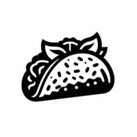 Stylized Black and White Taco Illustration Featuring Lettuce, Filling, and Dots vector