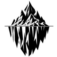 Abstract Geometric Black and White Mountain Range Reflection in Calm Waters, Representing the Unseen Depths. vector