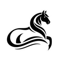 Stylized Black Horse Silhouette on White Background, Depicting Graceful Curve and Dynamic Form in Simplistic Art vector