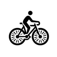 Minimalist Black Silhouette of a Cyclist on Bicycle, Representing Cycling Activity and Sport on a White Background. vector