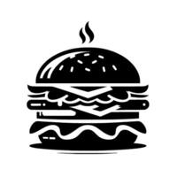 Bold Black and White of a Gourmet Burger with Detailed Layers, Isolated on White. vector