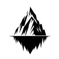 Abstract Black and White Mountain with Reflection, Sharp Peaks, Simple on a Bright White Background. vector