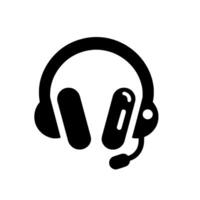 A bold, representation of a black headset with a microphone, isolated against a pristine white backdrop, emphasizing the communication element. vector