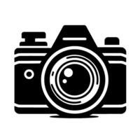 Bold Black and White Digital Camera , Flat , Illustrative Representation, Front View, Photography Concept, Isolated on White Background. vector