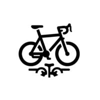 A bold black silhouette of a bicycle with drop handlebars and ornate embellishment against a white background. vector