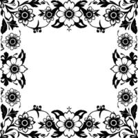 ornate black and white floral frame decorative border, elegant , symmetrical pattern on white background. vector