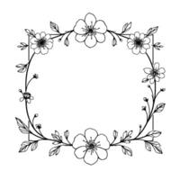 elegant floral frame illustration, featuring delicate cherry blossoms and leaves, creating a symmetrical and artistic element. vector