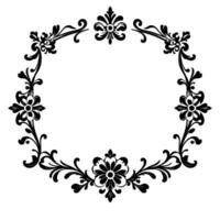 elegant black floral oval frame with ornate scrollwork, perfect for invitations or decorative designs on white background. vector