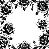 elegant floral border featuring bold, black and white stylized flowers, creating a refined, symmetrical frame. vector