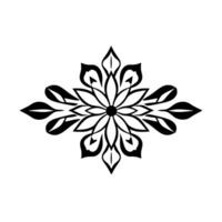 symmetrical black and white floral geometric, ornamental, and artistic pattern on a plain white background. vector