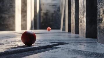 Spheres in a minimalist geometric concrete setting exploring depth and light contrast Abstract composition photo
